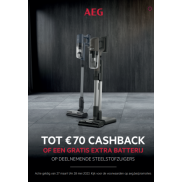 AEG Steelstofzuiger: Gratis extra batterij of tot €70 cashback