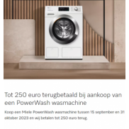 Miele Power Wash wasmachine: Tot €250 cashback