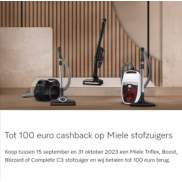 Miele Stofzuiger: Tot €100 cashback