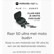 Motorola Razr 50 ultra: gratis Moto buds+ t.w.v. €149.99
