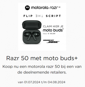 Motorola Razr 50: gratis moto buds+ t.w.v. €149.99