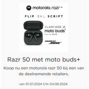 Motorola Razr 50: gratis moto buds+ t.w.v. €149.99