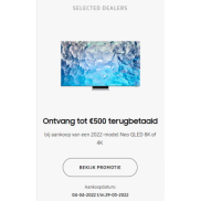 Samsung QLed 2022: Tot €500 cashback