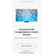 Samsung Neo QLed, OLed: Tot €400 cashback