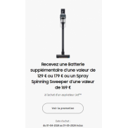 Samsung Aspirateur balai Jet: Batterie supplémentaire gratuite