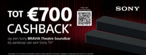Sony Bravia Theatre Soundbar: Tot €700 cashback bij aankoop van Sony tv vanaf 42 inch met soundbar actiemodel.