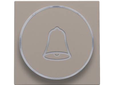 Afwerkingsset met doorschijnende ring met belsymbool voor drukknop 6 A met amberkleurige led met E10-lampvoet, bronze