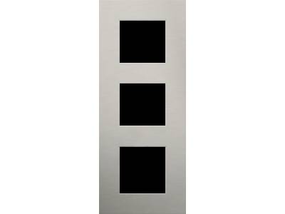 Triple plaque de recouvrement de 60 mm d'entraxe verticalement Niko Pure stainless steel on anthracite