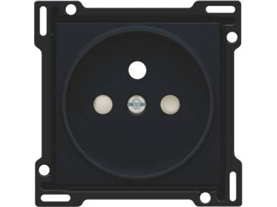 Afwerkingsset voor stopcontact met penaarde en beschermingsafsluiters, inbouwdiepte 21 mm, black coated