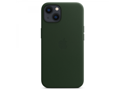 Coque en cuir avec MagSafe pour iPhone 13 - Vert séquoia