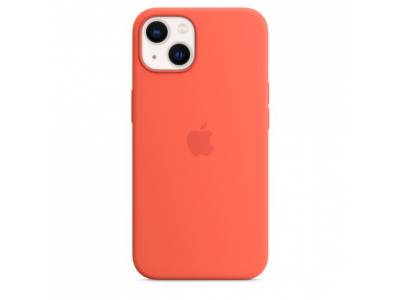Coque en silicone avec MagSafe pour iPhone 13 Nectarine