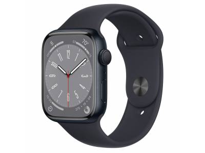 Apple Watch Series 8 GPS 45mm Midnight Aluminium Case met Midnight Sport Band Regular