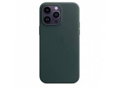 Étui en cuir avec MagSafe pour iPhone 14 Pro Max Forest Green