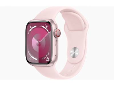 Apple Watch Series 9 GPS + Cellular 41mm Pink Aluminium Case with Light Pink Sport Band - M/L
