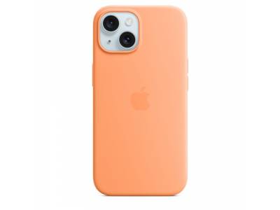  Coque en silicone avec MagSafe pour iPhone 15 - Sorbet à l’orange