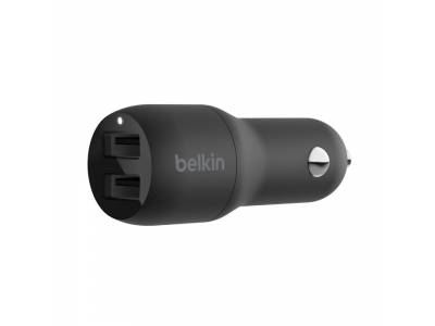 Car charger dual boost 24w zwart belkin