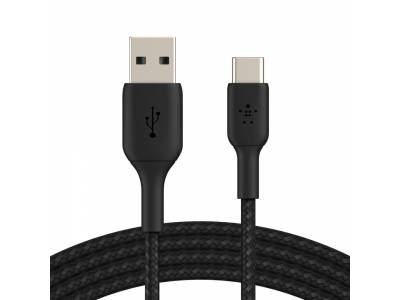 BOOSTCHARGE gevlochten USB-C/USB-A-kabel (15 cm, zwart)