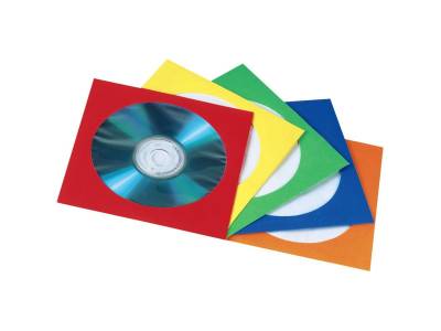 CD/DVD Paper Sleeves, pack of 100, assorted colours
