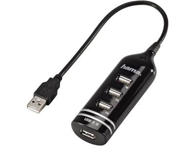 Hub USB 2.0, 4 ports, alimenté par bus, Noir