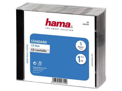 Boîtier CD standard, lot de 5, Transparent/Noir