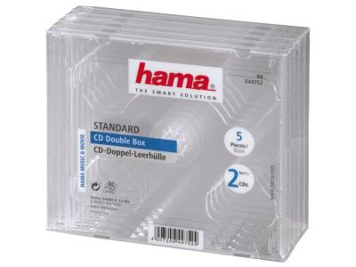 CD box standaard dubbel 5-pack transparant