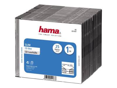 CD box slim 25-pack transparant/zwart