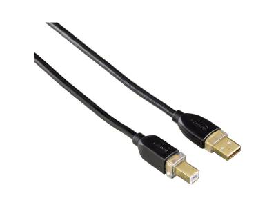 Câble USB 2.0, plaqué or, double blindage, 3,00 m, noir