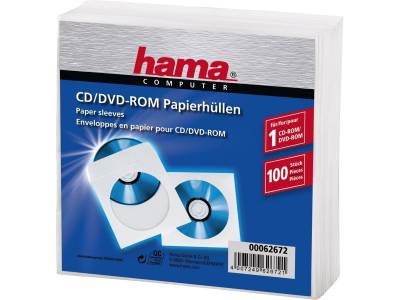 CD/DVD Protection Sleeves Paper White 100 Pieces