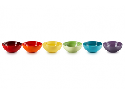 Ontbijtkommetjes Rainbow Set van 6 in Aardewerk 16cm 0,65L