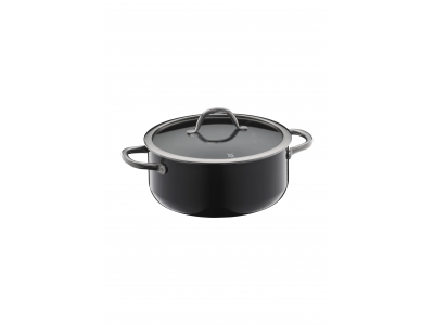 Fusiontec Inspire lage kookpot met deksel 20cm Zwart