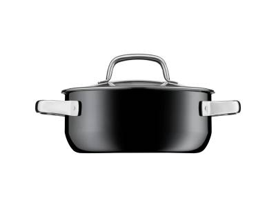 Fusiontec Inspire lage kookpot met deksel 24cm Zwart