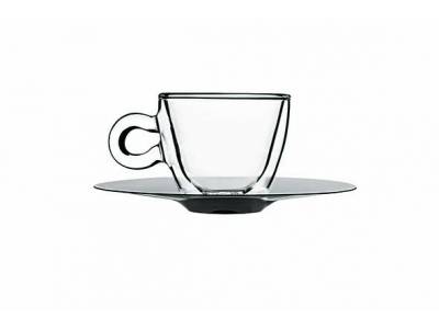 Thermic Glass Espressoglas 6,5cl Set2 Met Rvs Ondertas - Dubbelwandig