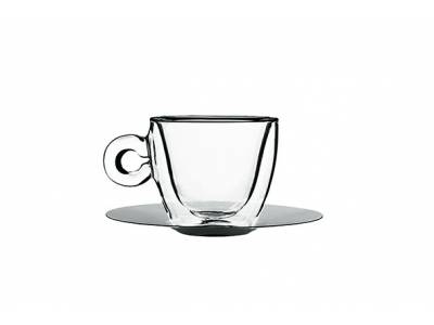 Thermic Glass Cappuccinoglas 16,5cl Set2 Met Rvs Ondertas - Dubbelwandig