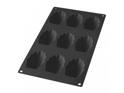 Moule en silicone pour 9 madeleines noir 7x4.7x1.7cm
