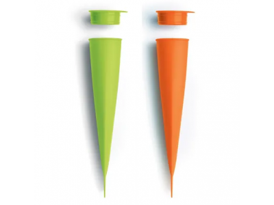 Set van 3 ijsjesvormen calippo uit silicone groen, roze en oranje