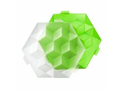 zeshoekige ijsblokjesvorm met deksel voor 7 ijsblokken groen 24.5x22x7.5cm