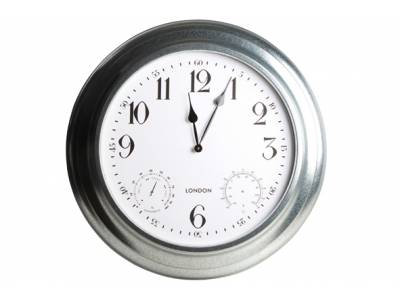 Horloge Murale Metal D62cm A. Thermo- Metre Et Hygrometre