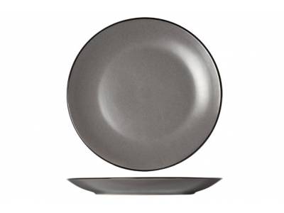 Speckle Grey Assiette Plate D27cm Bord Noir