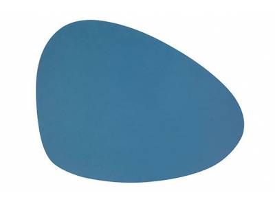 Placemat Leder Blauw Ei-vormig Organisch 41x30cm