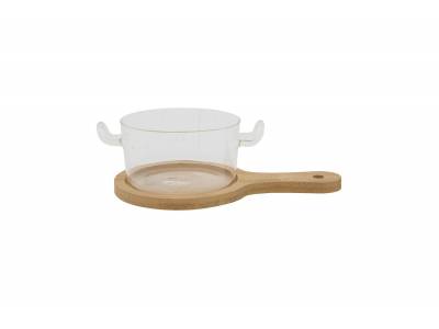 Plat Hors D'oeuvre 15xh5.7 Cm Tasse Sur Support En Bois 330 Ml