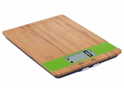 Balance De Cuisine Electr. Bamboo-vert 23x17xh2.2cm 5kg-1gr-excl 2xaaa Batteri