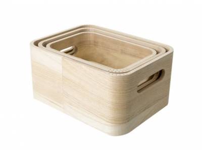 Opbergbox Set3 Pln Hout 21x16x10 19x14x8 .5cm 17x12x7cm