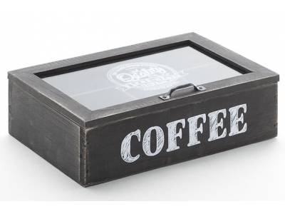 Koffiedoos Zwart Hout 24x16xh7cm Quality First Class