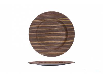 Bord Woodlook Bruin Rond 33x33xh2cm Kunststof