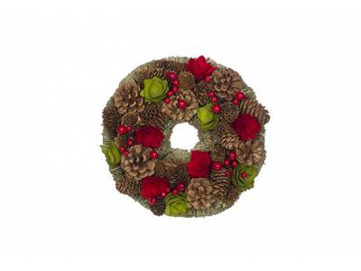 Krans  Rood-groen Rond Hout 25x25xh8 Pin Econes