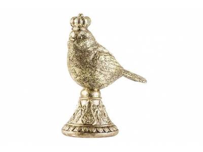Vogel Crown Goud 12x7xh16,5cm Hout 