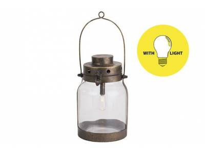 Lamp Lantern Goud 17x16xh26,5cm Metaal Excl. 2aa Batt.