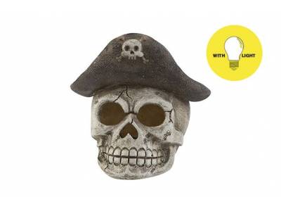 Piraat Led Excl3xaabatt Hat Skull Grijs 15x14xh15cm Rond Keramiek