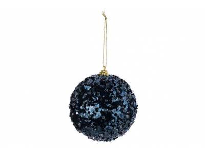 Kerstbal Pearls Donkerblauw D10cm Kunsts Tof