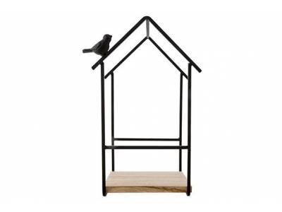 Decorek House 1 Bird Zwart D60 16,5x10,5 Xh24,5cm Metaal